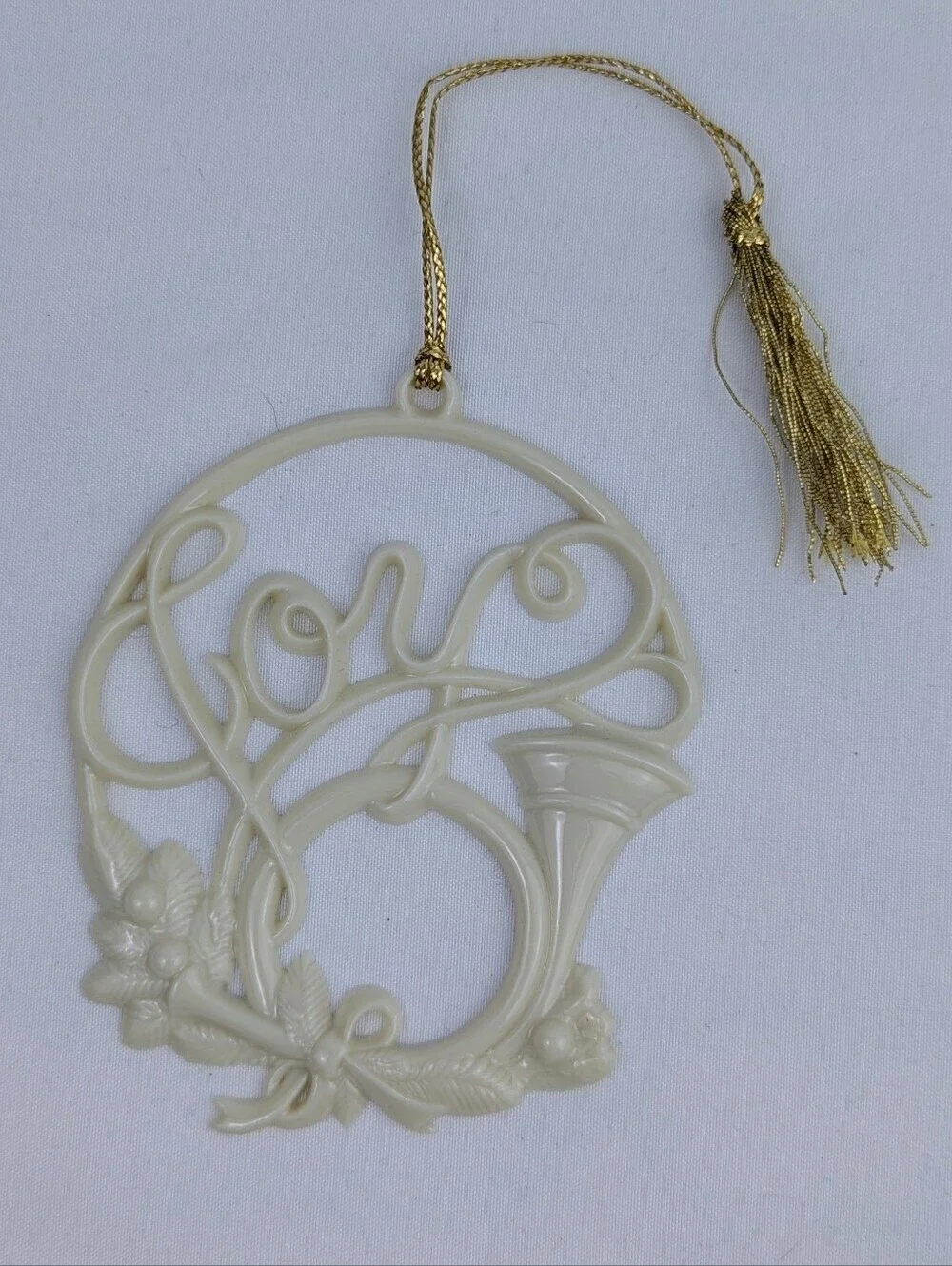 Lenox Holiday Wishes Collection Joy Porcelain Holiday Christmas Ornament